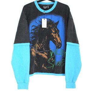 VALE Men Medium Valley Sports Horse Double Layer Longsleeve Sweatshirt NEW Q1107